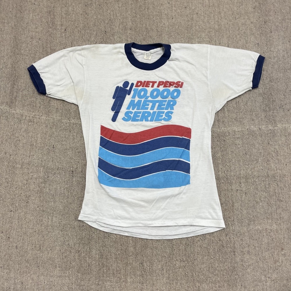 vintage diet pepsi meter race shirt mens small‎ white 1980s magic radio